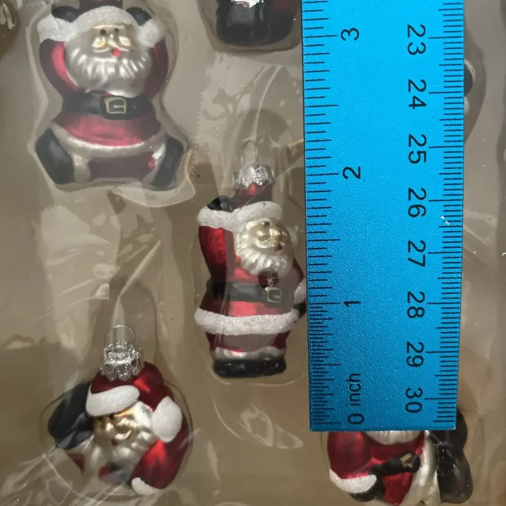 Vintage Set Of 6 2007 Target Santa Glass Christmas Ornaments